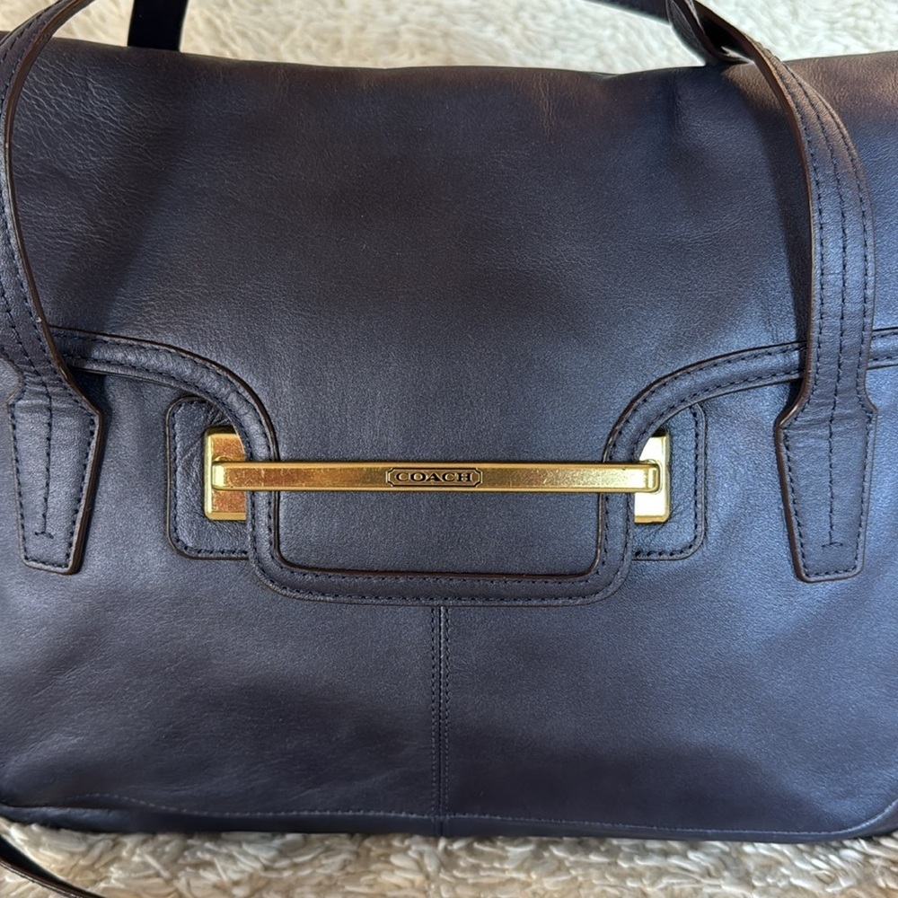 👜RARE!!! COACH TAYLOR LEATHER MARIN SATCHEL CARRYALL Navy blue - Picture 8 of 15
